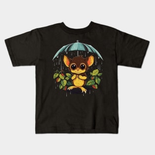 Tarsier Rainy Day With Umbrella Kids T-Shirt